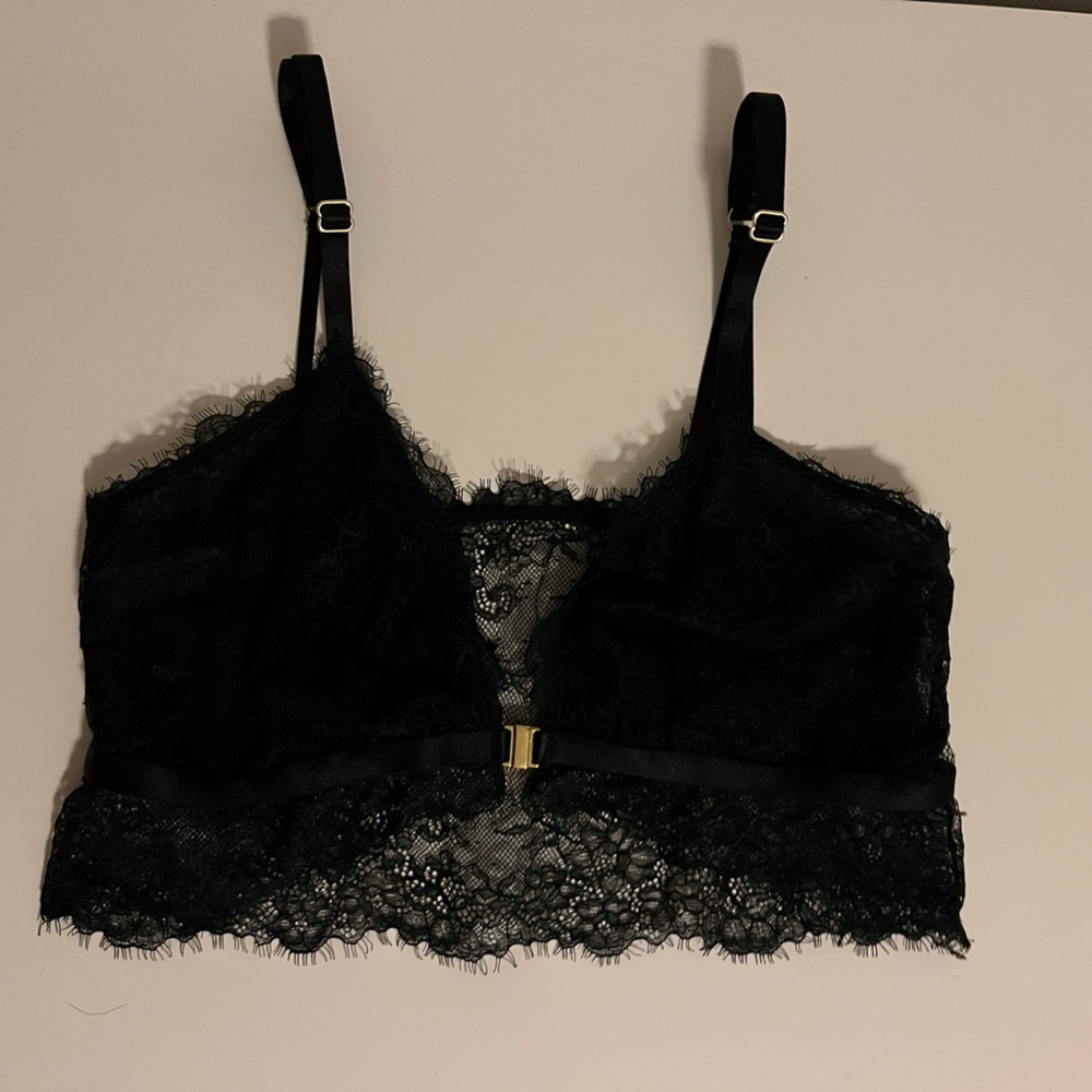 Auden Women's Lace Longline Eyelash Front Closure Clasp Bralette size Small - Picture 14 of 14